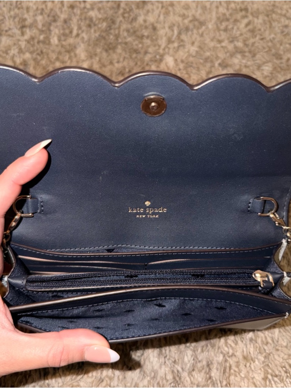 Kate Spade Scallop Crossbody Wallet Bag – Light Blue w/ Gold Chain - Picture 3 of 6